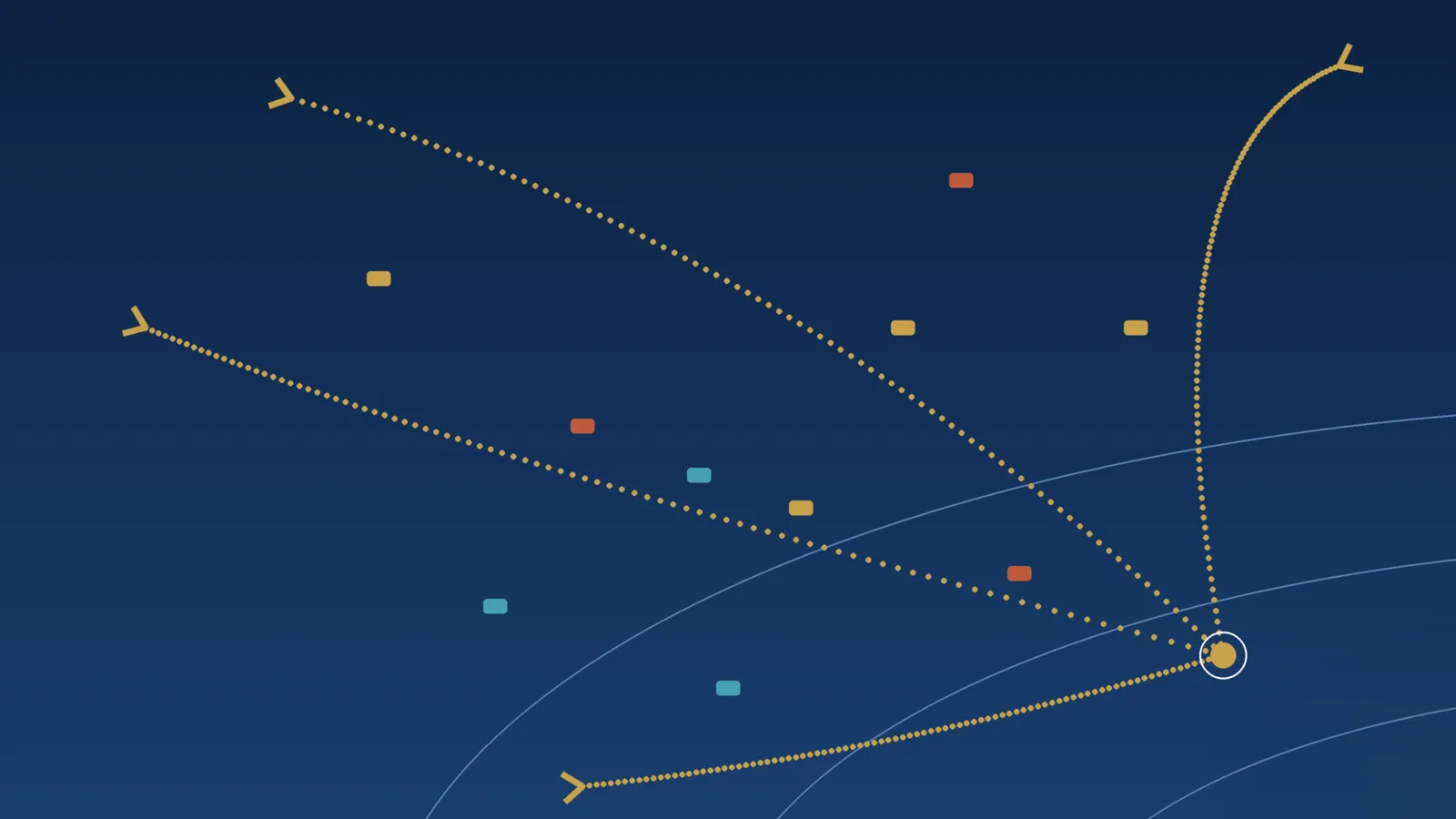 Illustration of export routes fanning out from a China hub to markets around the world