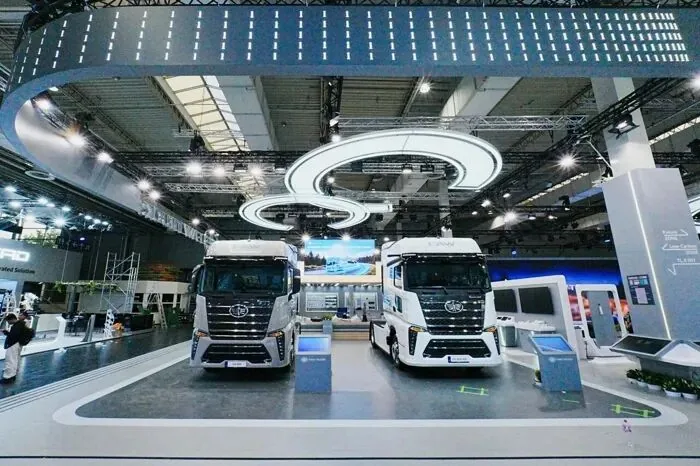 FAW Jiefang trucks on the IAA Hannover show stand